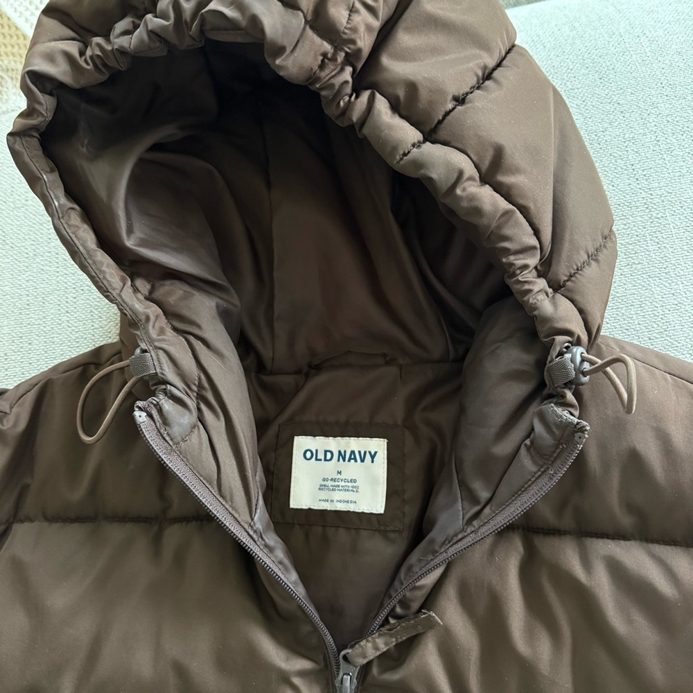 Medium old navy Brown Puffer Jacket - Picture 4 of 5